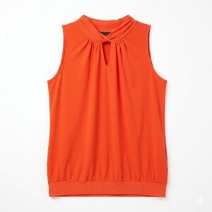 Worthington Sleeveless Orange Top Size L Bold Keyhole Career Wear Blouse